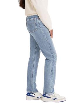 Calças Jeans Levis 501 Azul Claro Mulher