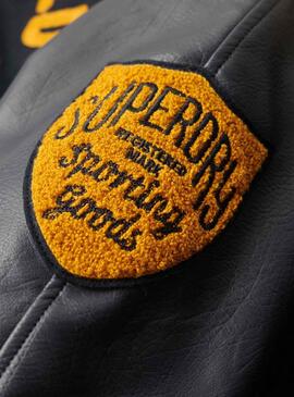 Bombardeiro Superdry College Patched Preto Mulher