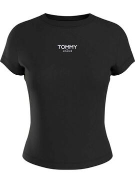 T-Shirt Tommy Jeans Essential Logo Preto Mulher