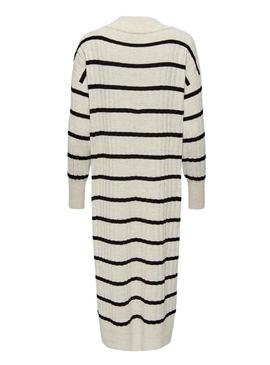 Vestido Only New Tessa Listras Bege para Mulher