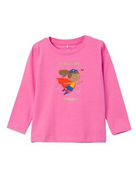 T-Shirt Name It Flina Rosa para Menina