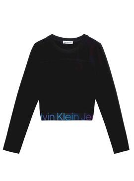 T-Shirt Calvin Klein Knitted Tape Preto Menina