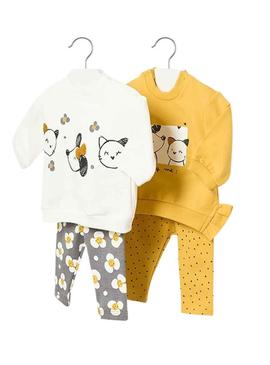 Set Mayoral Leggings 4 Peças Branco Bebê