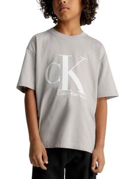 T-Shirt Calvin Klein Marble Bege para Menino