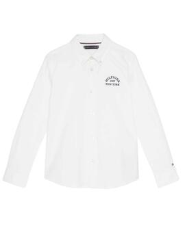 Camisa Tommy Hilfiger Varsity Oxford Branco Menino