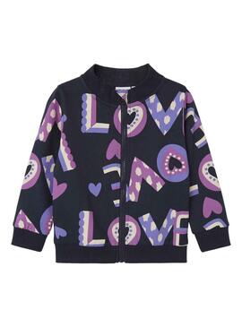 Sweat Name It Nila Love Azul Azul Marinho para Menina