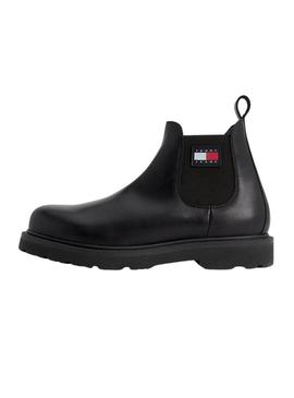 Botas Tommy Jeans Couro Napa Preto Homem