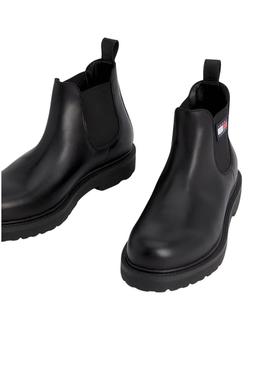 Botas Tommy Jeans Couro Napa Preto Homem