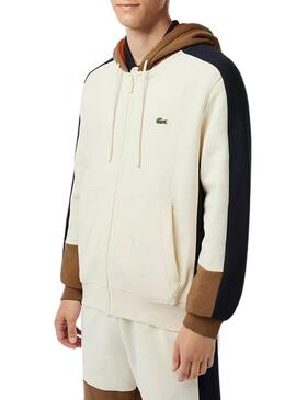 Sweat Lacoste Cor Block Branco Homem