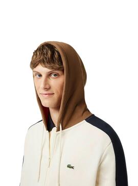 Sweat Lacoste Cor Block Branco Homem