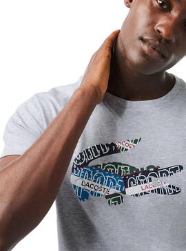 T-Shirt Lacoste Secagem Rápida Cinza Homem