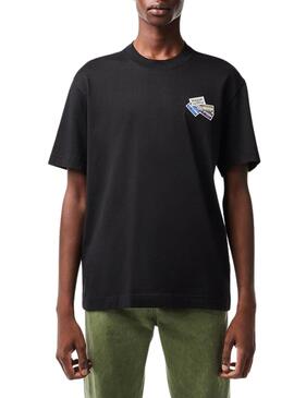 T-Shirt Lacoste Knitted Grueso Preto para Homem