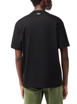 T-Shirt Lacoste Knitted Grueso Preto para Homem