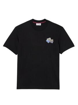 T-Shirt Lacoste Knitted Grueso Preto para Homem