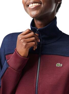 Sweat Lacoste Paris Piqué Bordeaux para Mulher