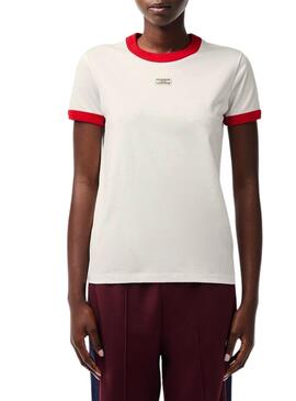 T-Shirt Lacoste Tennis Insígnia Branco Mulher