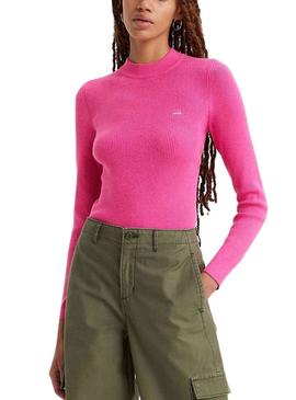 Camisola Levis Crew Rib Suéter Rosa para Mulher