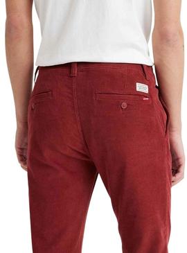 Calças Chino Levis Padrão Vermelho para Homem