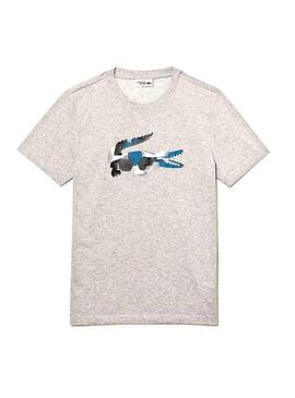 T-Shirt Lacoste Sport Croco Camo Cinza De Homem