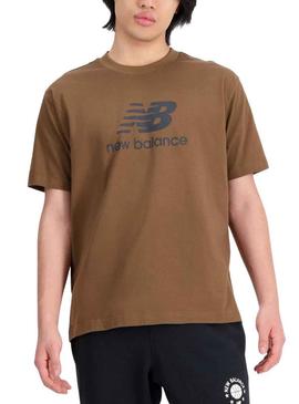 T-Shirt New Balance Stacked Marrom Homem