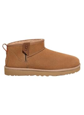 Botas UGG Classic Ultra Mini Zip Marrom Mulher