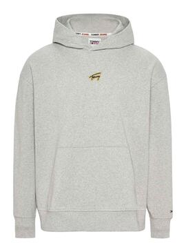 Sweat Tommy Jeans Relaxed Signature Cinza Homem