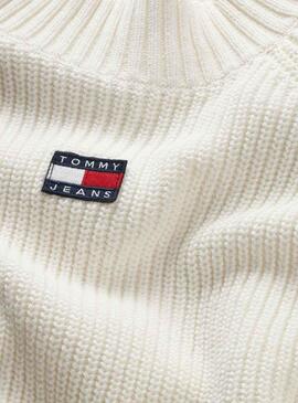 Camisola Tommy Jeans Badge SimuladoNeck Branco Mulher