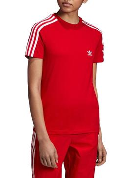 T-Shirt Adidas 3 bandas Vermelho Mulher