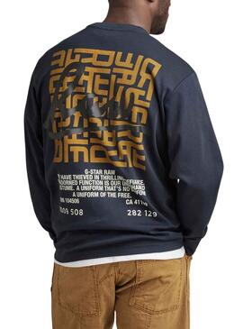 Sweat G-Star Telha Back Loose Azul para Homem