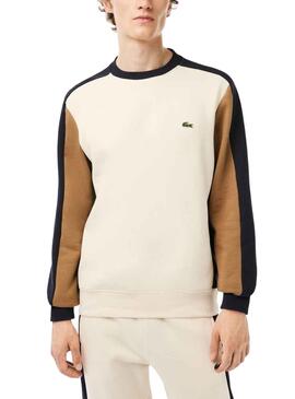 Sweat Lacoste Felpa Cepillada Beige Homem