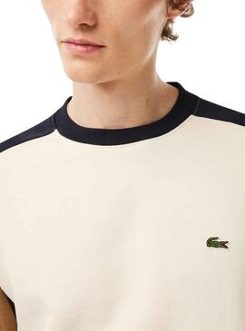 Sweat Lacoste Felpa Cepillada Beige Homem