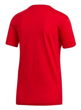 T-Shirt Adidas 3 bandas Vermelho Mulher