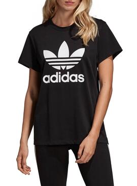 T-Shirt Adidas Trefoil Boyfriend Preto Mulher