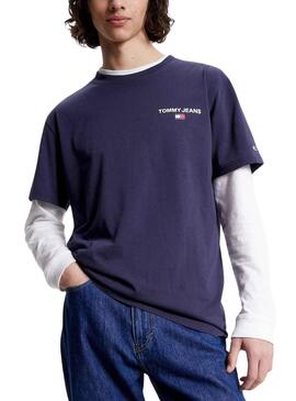 T-Shirt Tommy Jeans Linear Back Azul Marinho Homem
