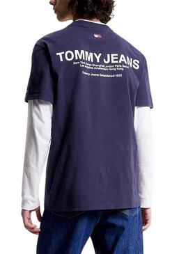 T-Shirt Tommy Jeans Linear Back Azul Marinho Homem