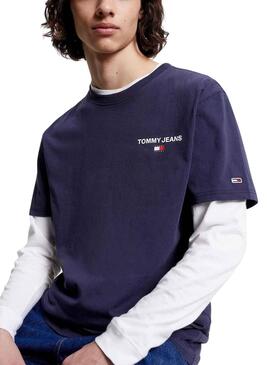 T-Shirt Tommy Jeans Linear Back Azul Marinho Homem