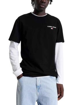 T-Shirt Tommy Jeans Linear Back Preto Homem