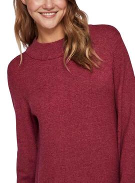 Vestido Vila Viril Crew Neck Bordeaux para Mulher