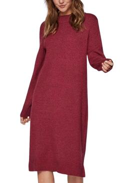 Vestido Vila Viril Crew Neck Bordeaux para Mulher