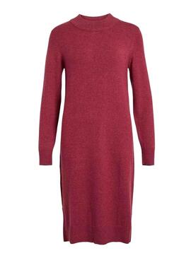 Vestido Vila Viril Crew Neck Bordeaux para Mulher