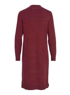 Vestido Vila Viril Crew Neck Bordeaux para Mulher