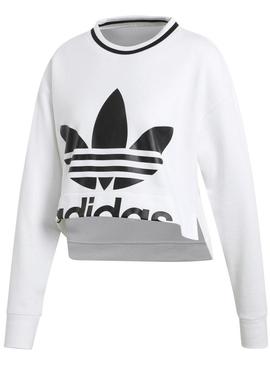 Sweat Adidas Cropped Branco Mulher