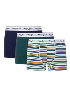 Pack 3 Boxers Pepe Jeans Stripe Verde para Homem