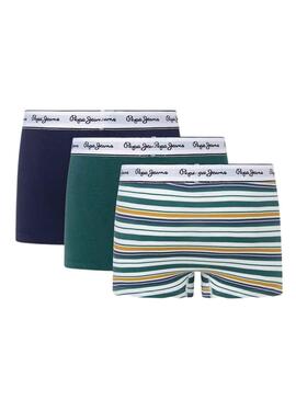 Pack 3 Boxers Pepe Jeans Stripe Verde para Homem