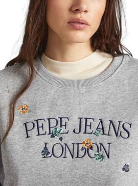 Sweat Pepe Jeans Vela Cinza para Mulher