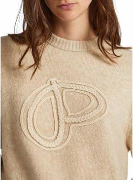 Camisola Pepe Jeans Eloise Logo Bege para Mulher