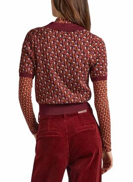 Polo Pepe Jeans Elle Jacquard Bordeaux para Mulher