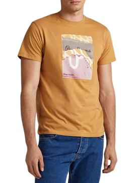 T-Shirt Pepe Jeans Kenelm Camel para Homem