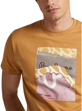 T-Shirt Pepe Jeans Kenelm Camel para Homem