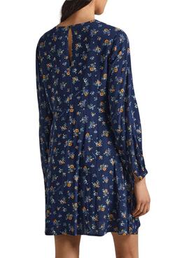 Vestido Pepe Jeans Inma Flores Azul para Mulher